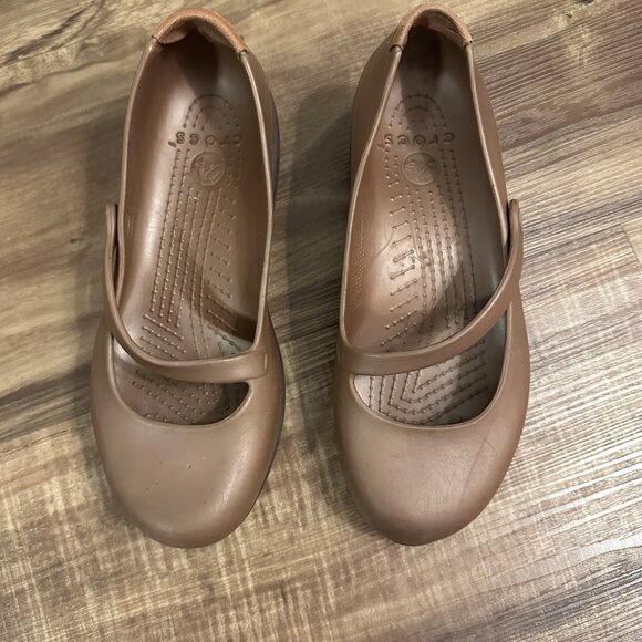 Crocs Silver Fox Mary Jane Brown Sz 9 - Picture 2 of 7